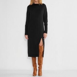 Merino Wool WILFRED FREE Cyprie Mock Neck Sweater Dress Midi Thigh Slit Black M